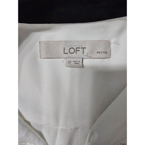 LOFT Black White Sleeveless Shift Dress Petite Small Lace Floral Overlay - Picture 4 of 7